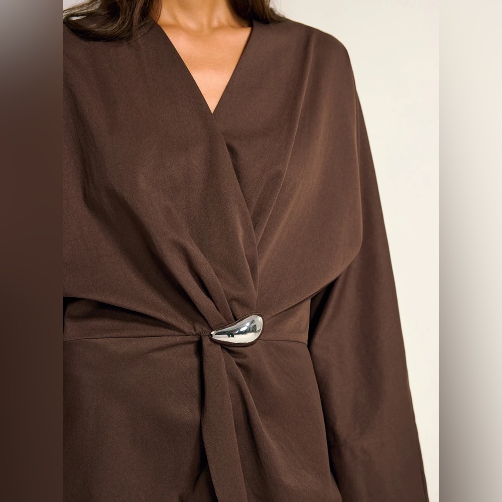 Commense Metal Detail Draped Shirt - Picture 3 of 12